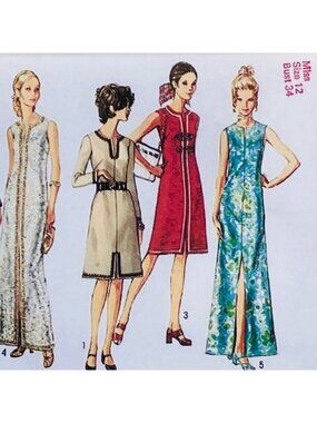 1970s Simplicity 9141 Sleeveless Sheath Dress Sewing Pattern  NO ENVELOPE Sz 12